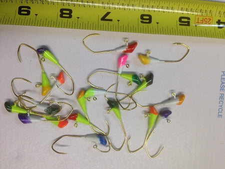 100 Pack Gold Sickle Hook 1/8oz Shad Dart Jigs Ice Fishing