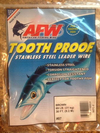 7 American Fishing Wire AFW Tooth Proof Stainless Steal Leader 30
